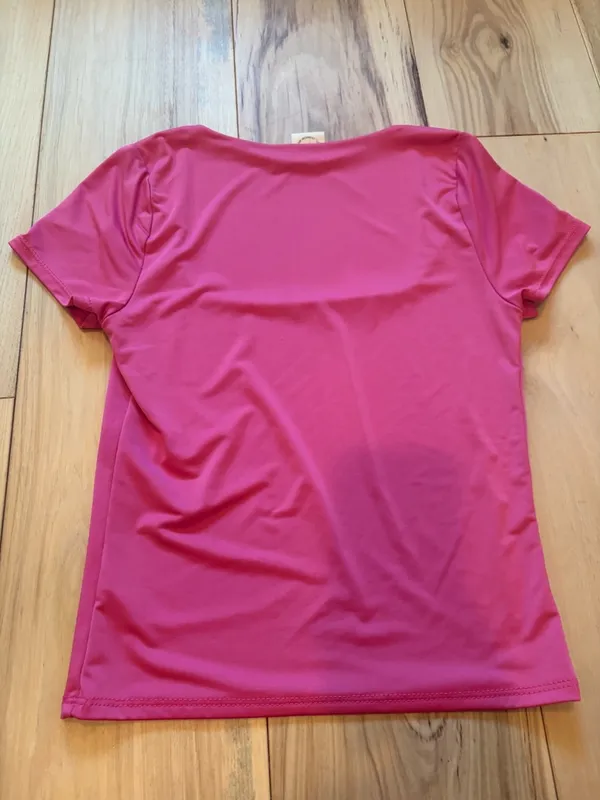Live In The Moment Fuchsia Pink Square Neck Short Sleeve Tee S - Image 2
