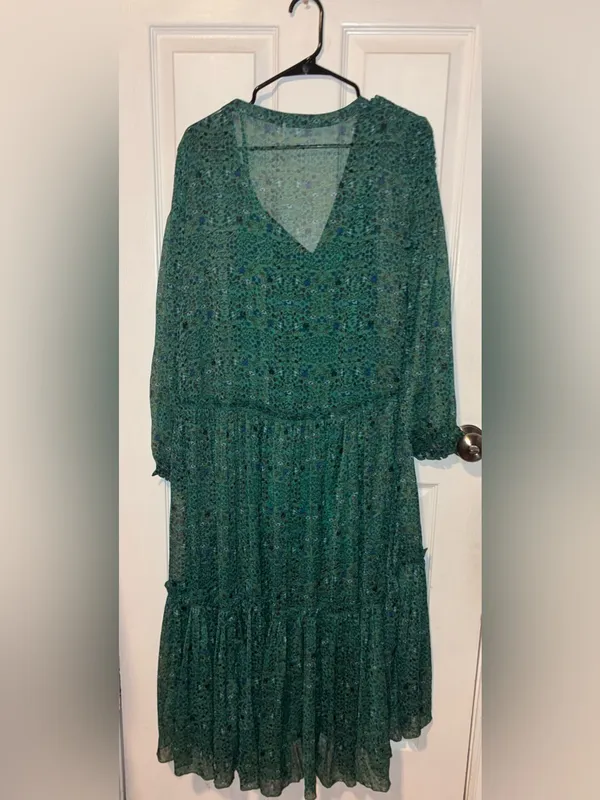 Free People Emerald Green Floral midi Dress - Image 3