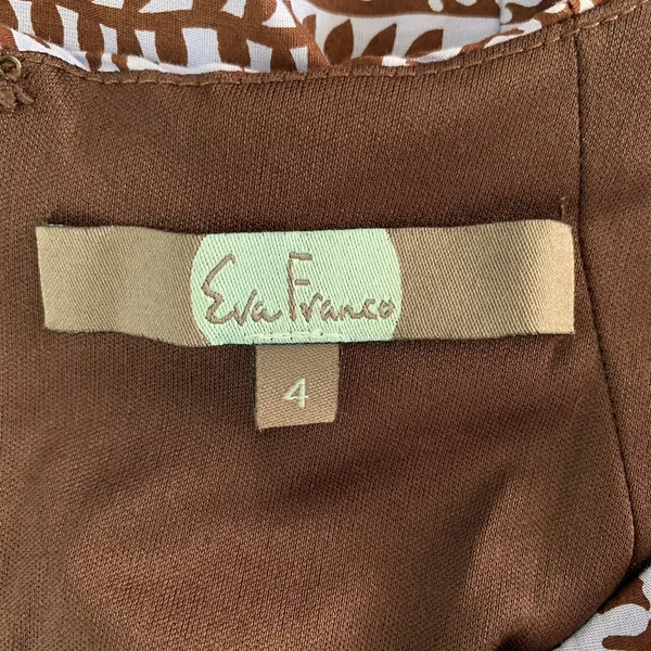 Anthropologie Eva Franco Blue Brown Geometric Fit And Flare Sleeveless Dress 4 Retro‎ Chic - Image 6
