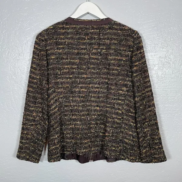 LAFAYETTE 148 Women 6 Brown Tweed Zip Up Blazer Suit Jacket Business Career - Image 5