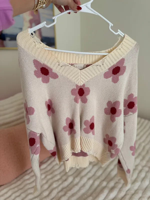 Altar'd State Pink Flower Sweater - Image 2