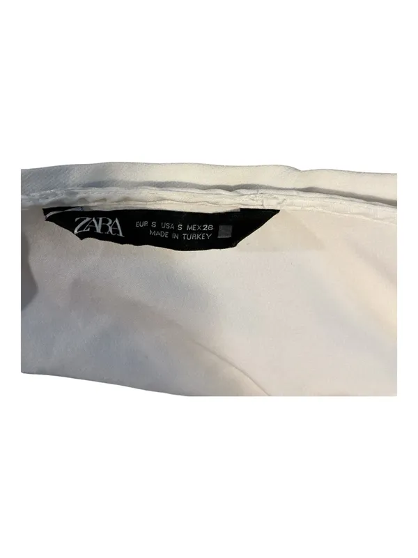 ZARA Asymmetric Satin Effect Ruched Mini Dress with Rhinestone Straps – White/Ecru, Size S - Image 3