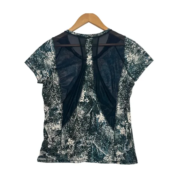 Lululemon Seek The Heat Top Womens 8 Green Teal Wildwood Mesh Athletiic Workout - Image 2