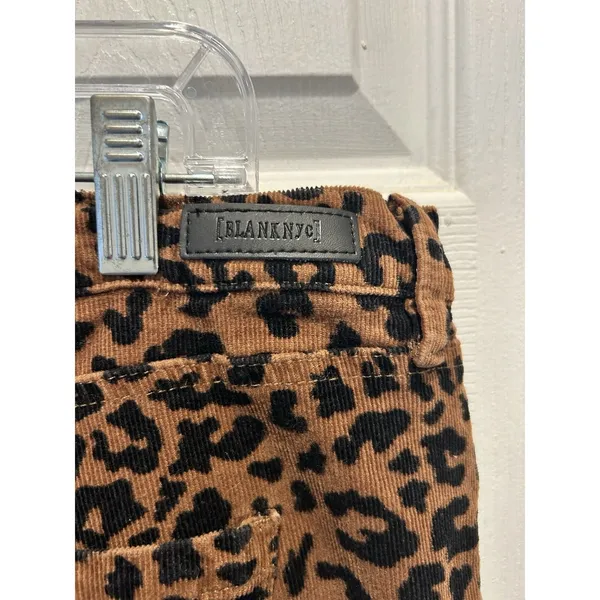 BLANKNYC The Bond Mid-Rise Skinny Corduroy Pants Leopard Print Womens 33 - Image 6
