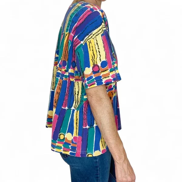 Vintage 90’s Penny Lane Colorful Abstract Bow Tee Shirt - Image 5
