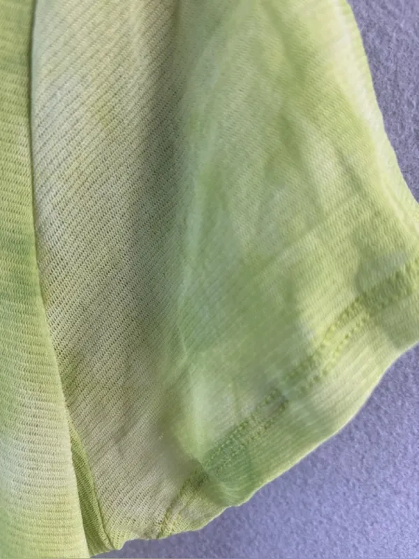 Avenue 14/16 Fine Mesh Nylon Neon Lime Short Sleeve Square Neck Blouse Top - Image 4