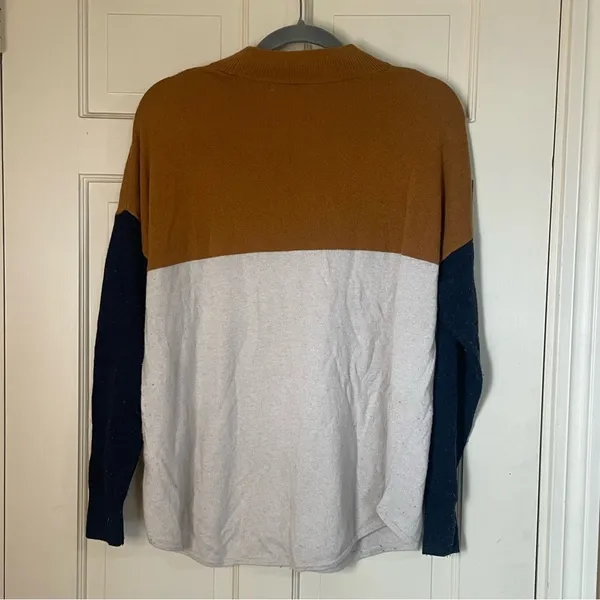 Madewell Sweater Women’s Small Colorblock Cream Mustard Mock Neck Alpaca Blend - Image 2