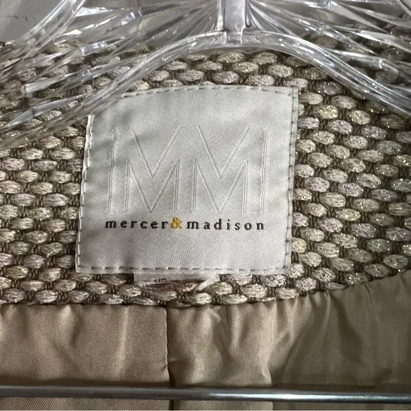 Mercer & Madison Metallic Open‎ Front Woven Car Coat Pea Coat - Image 5