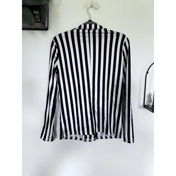 Women's Black & White Vertical Stripe Blazer & Pant Costume Size Small - Image 4