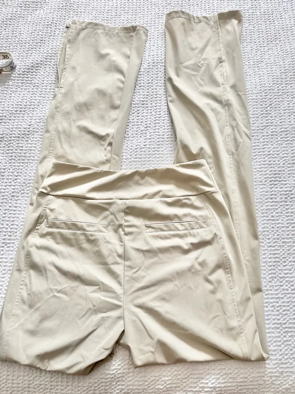 Carbon 38 Kick Flare Stretch Pants in Khaki - Image 4