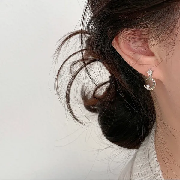 Asymmetry Moon Star Dangle Drop Earrings for Women - Image 5