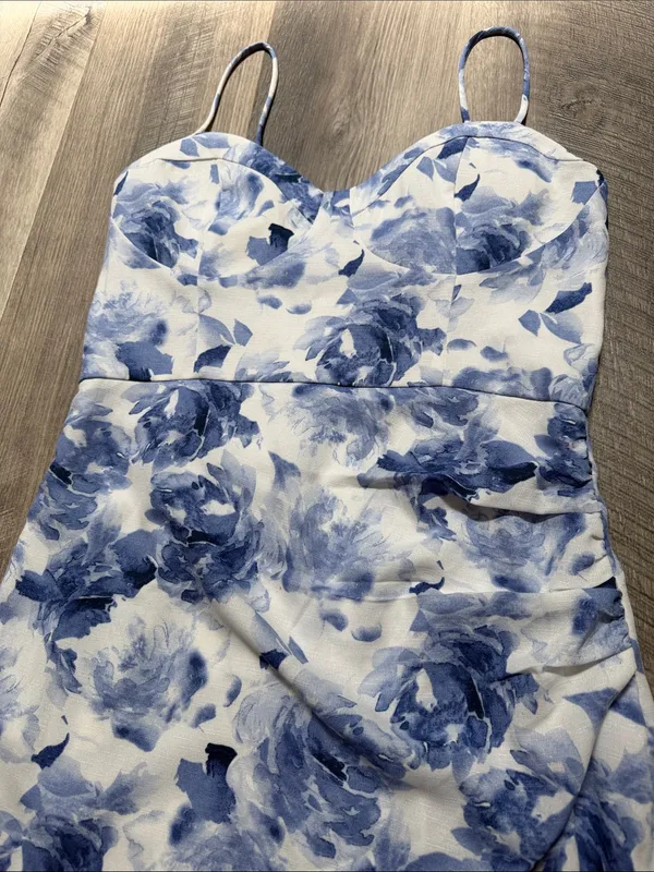 Blue Floral Midi Slip Dress - Image 5