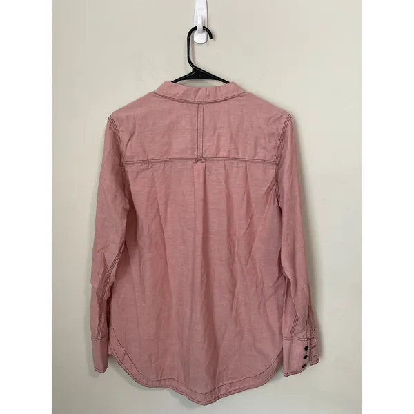 New Free People Pink Long Sleeve Button Down Shirt Women’s Small - Image 3