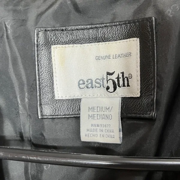 Vintage East 5th Black Genuine Leather Zipper Front‎ Jacket Women's Medium - Image 7