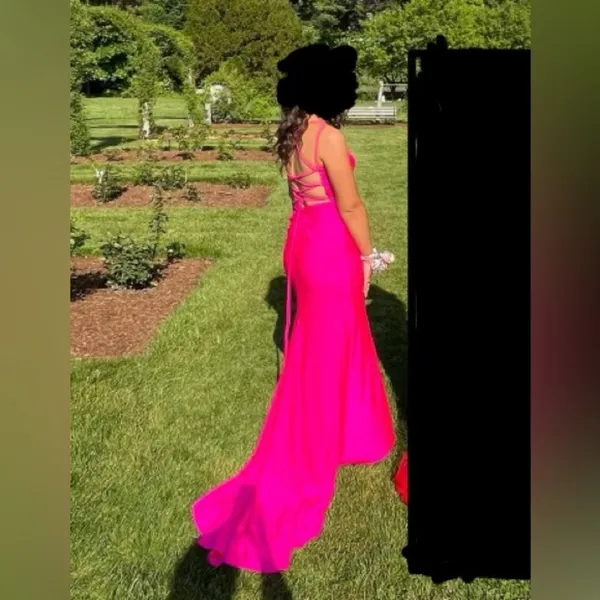 Dave and Johnny Hot Pink Prom Dress - Image 6