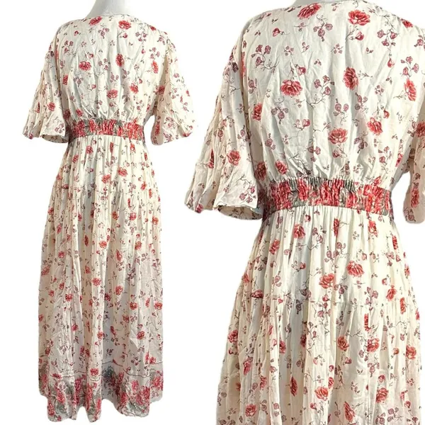 Free People Lysette Maxi Dress in Tea Combo Small Bohemian Gypsy Indian Cotton - Image 9