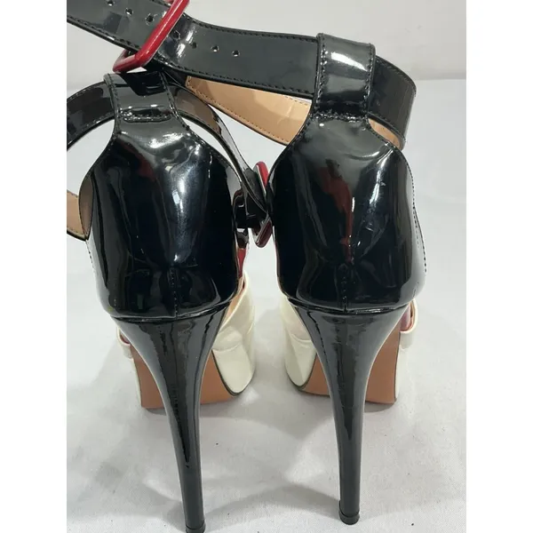 Womans Sz10106b 39 (9) Multicolor Patent Leather Platform Strap Stiletto Heels - Image 5