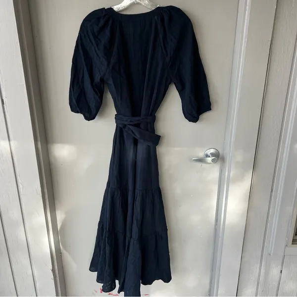 Madewell Tie-Waist Tiered Midi Dress in Windowpane - Image 10