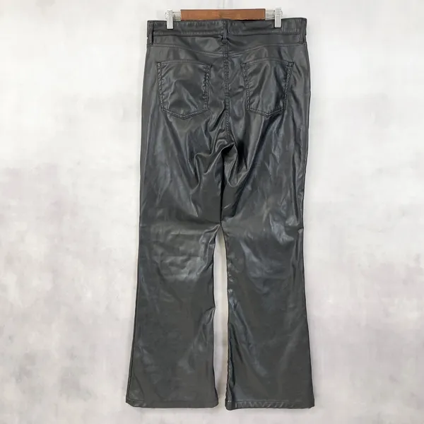 Gap Womens 70s Flare Faux Leather‎ Pants Size 14 High Rise Rocker Street Grunge - Image 5