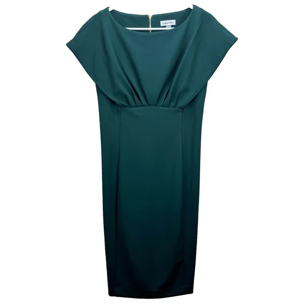 Calvin Klein Green Short Sleeve Stretch Crepe Sheath Dress Office Wedding 6 - Image 8