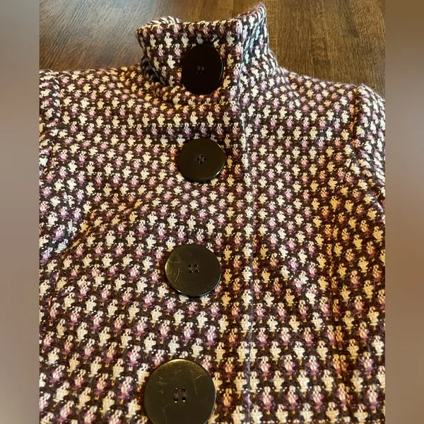 Urban Behavior Wool Peacoat Cream Brown Purple Classic Preppy size xs - Image 8