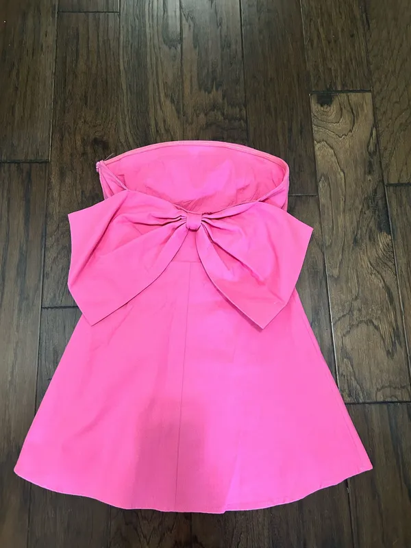Altar'd State Strapless Pink Dress with bow on the back - Image 2