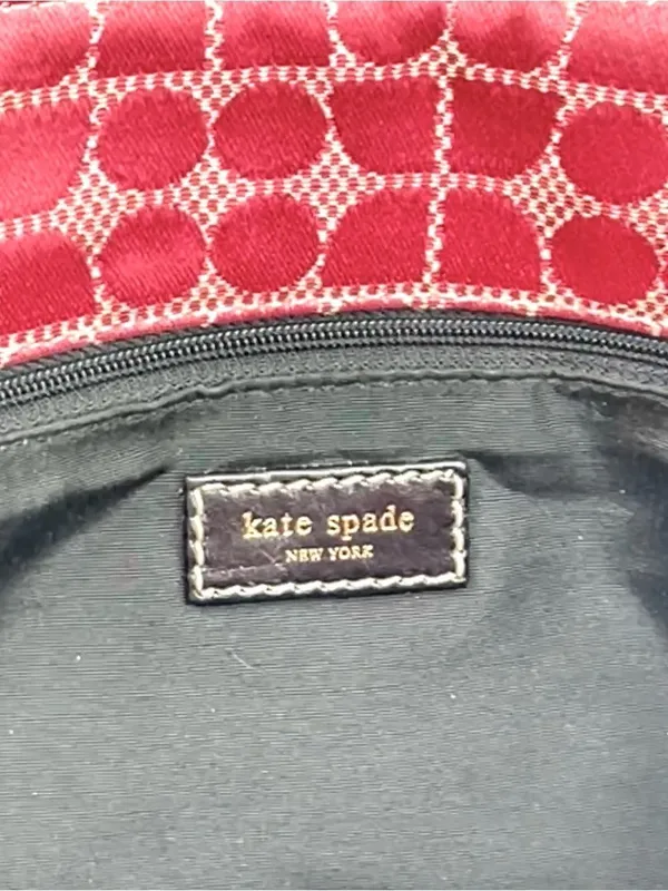 Vintage Y2K Kate Spade Noel Dot Pink Jacquard Black Leather Tote Shoulder Bag - Image 5