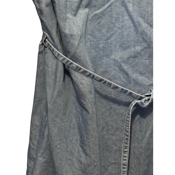 Ruff Hewn Chambray Tuxedo-Pleat Shirt Dress — M - Image 8
