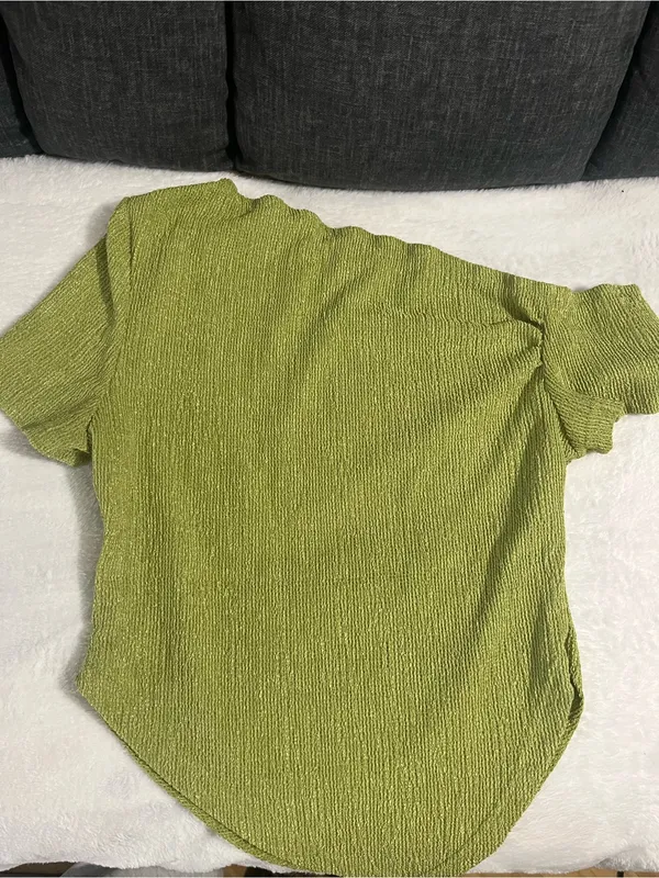 SHEIN Olive Green Wide-Leg Pants & Matching Short Sleeve Top size M - Image 2
