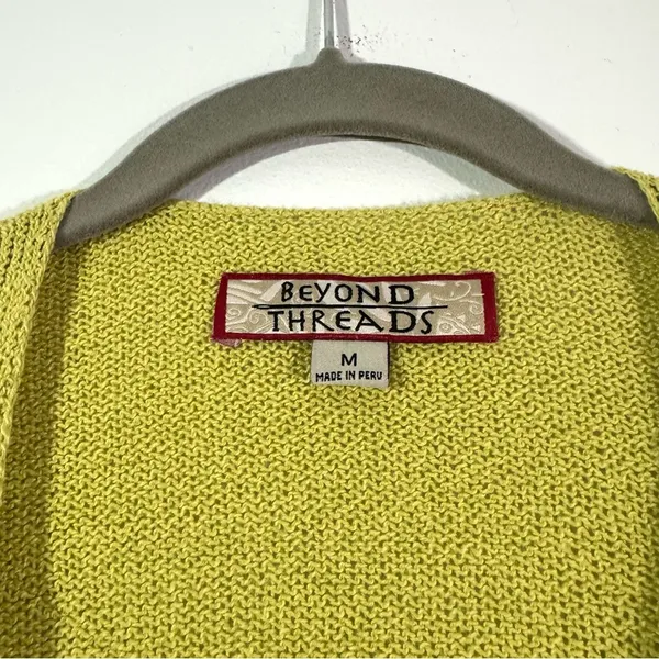 Beyond Threads Green Knit Open Front Sweater Size M - Image 4