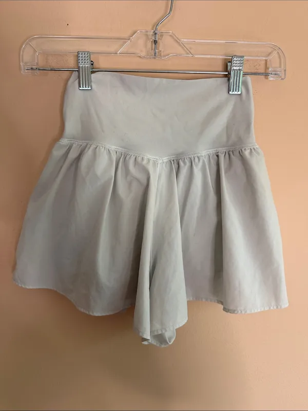 Aerie High-Waist Flared Shorts in Light Cream - Image 4