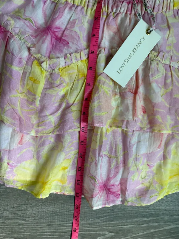 NEW LoveShackFancy Abrielle Skirt in the Light Berry Tea floral print Medium - Image 6