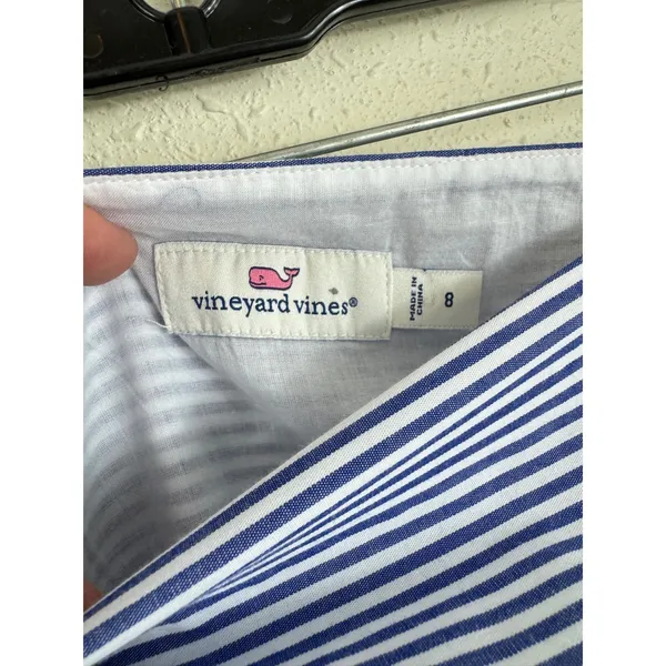 Vineyard Vines Women Blue White Striped Embroidered Hem Cotton Mini Skirt Size 8 - Image 7