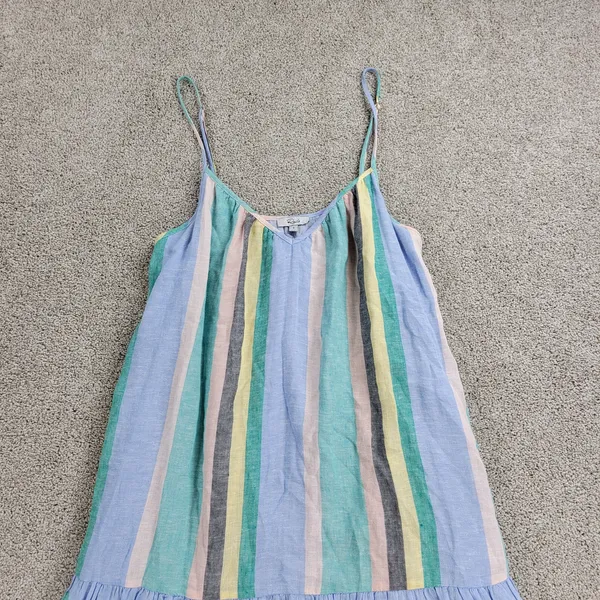Rails Womens Ari Dress Small Blue Jamaica Stripe Spaghetti Strap V Neck Sundress - Image 10