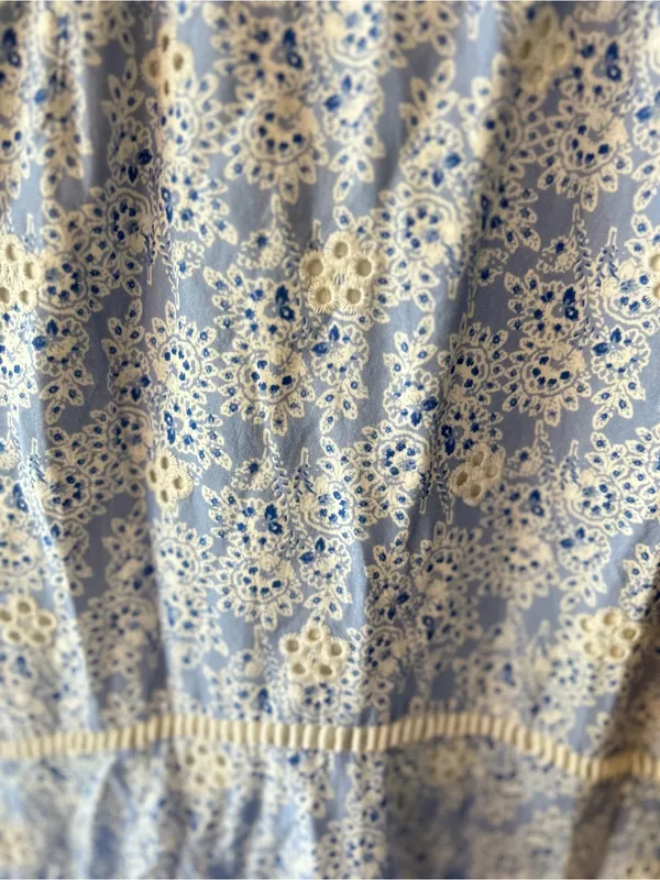 Karina Grimaldi Light Blue Eyelet Corset Midi Dress small - Image 5