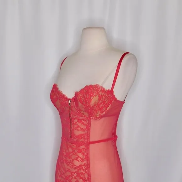 VICTORIA'S SECRET Barbie Hot Pink Lace Corset Bustier Garter Lingerie 34C‎ - Image 5