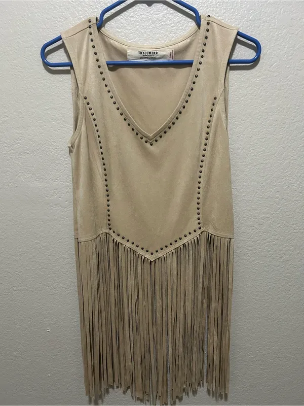 Idyllwind Monticello Fringe Faux Suede Studded Tank Size Small - Image 2