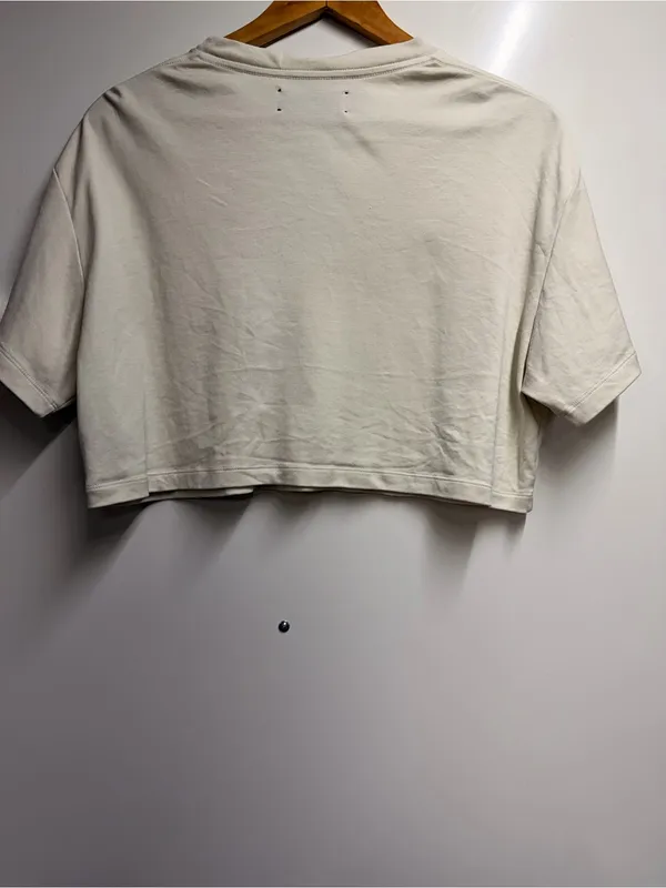 Amiri cropped core logo cotton t-shirt 100% cotton alabaster beige size 6 UK10 - Image 9