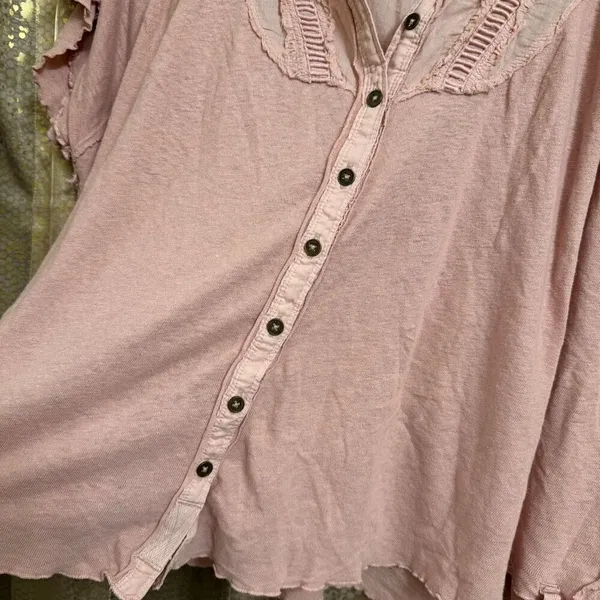 Free People We The Free Blush Pink Sophia Button Down Blouse Small NWOT - Image 5