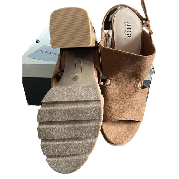 A.N.A‎ Daly Womens Cognat Brown Suede Strappy Open Toe Block Heel Sandals - Image 11