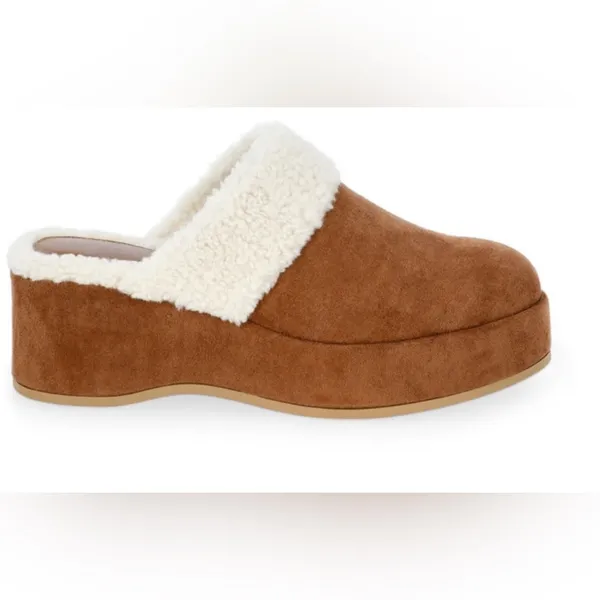 TIME and TRU Womens Wedge Clog Faux Suede/Fur Size 11 Memory Foam Insole New - Image 3