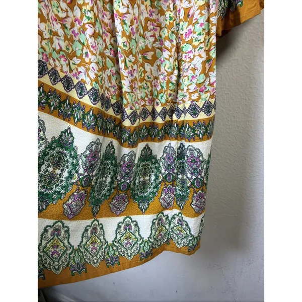 Umgee orange large Floral Shirt Midi Dress bohemian western 90's boho y2k casual - Image 6