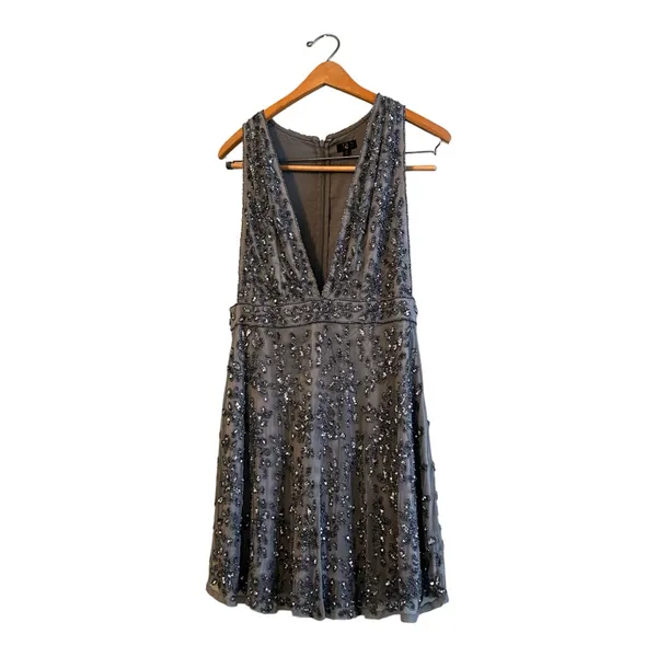 NBD X‎ Revolve Irena Dress Bead and Sequin Embellishments Gray Sz M - Image 5