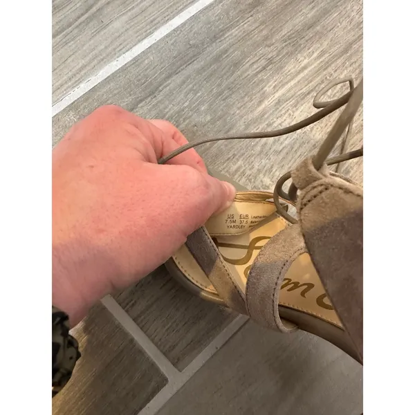 Sam Edelman Yardley Taupe Suede Lace Up Block Heel Sandals Womens 7.5M Gladiator - Image 5