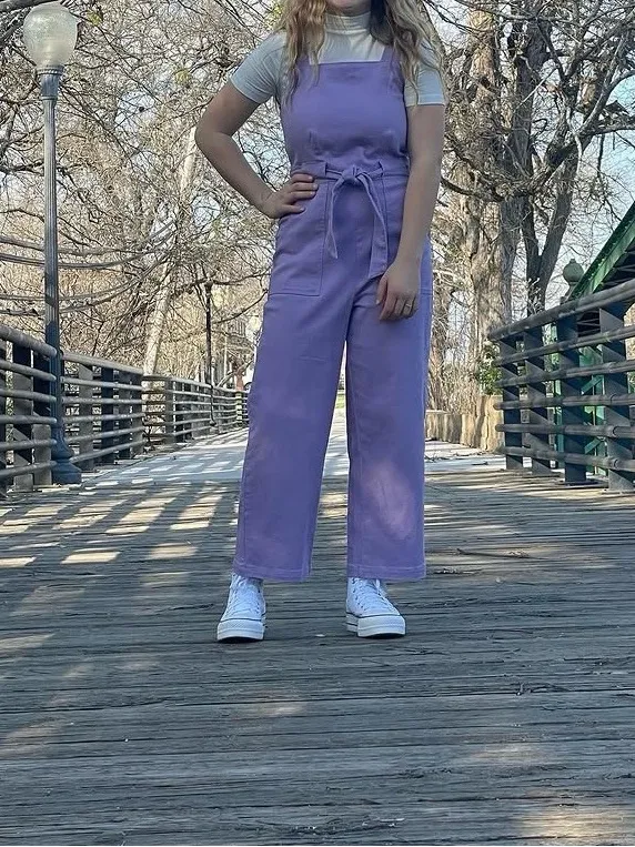 Copper Key Lilac Wide-Leg Crop Jumpsuit with Tie Waist - Image 2