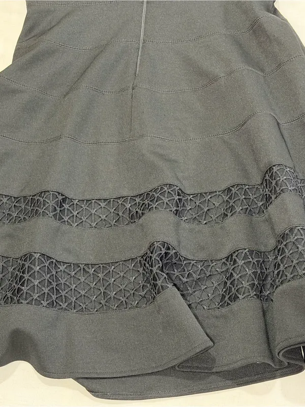 White House Black Market Mesh Inset Banded Fit-AndFlare Dress Black SZ 10 - Image 7