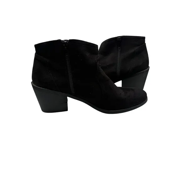 Soda Women 11 Black Suede Block Heel Side Zip Tassel Accent‎ Ankle Boots Western - Image 3