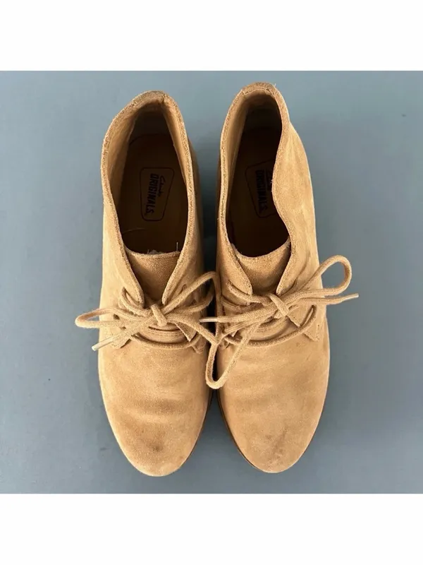 Clarks Originals Phenia Carnaby Tan‎ Brown Leather Chukka Lace Up Heel Boots - Image 7