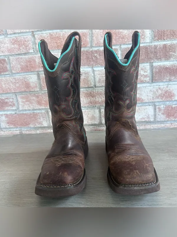Justin Gypsy Raya Cowboy Boots Western Women’s 7 Country Brown Teal Cowgirl - Image 3