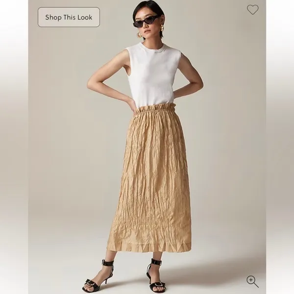 J. Crew Black Crinkle Gathered Waist Skirt Pull-On Midi Length - size Small - Image 5